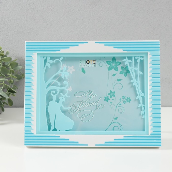 Фоторамка пластик 13х18 см  Фоторамка пластик 13х18 см "Прогулка по парку" голубая 23х2х18 см