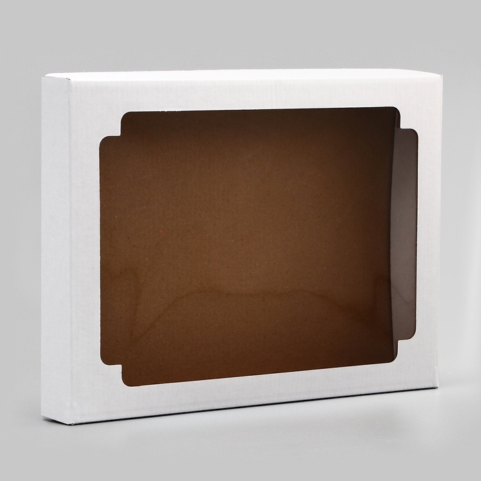 Коробка сборная, крышка-дно, с окном, белая, 26 х 21 х 4 см Коробка сборная, крышка-дно, с окном, белая, 26 х 21 х 4 см