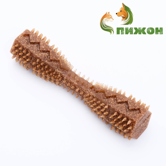 Игрушка для лакомств и сухого корма  Игрушка для лакомств и сухого корма "Чистилка", TPR+Бамбук, массажная, 14 х 3,5 см