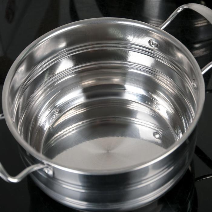 Набор кастрюль из нержавеющей стали «Ясмин», 4 кастрюли: 2 л, 2,7 л, 3,5 л, 4,5 л, d=17/19/21/23 см, металлические крышки, индукция Набор кастрюль из нержавеющей стали «Ясмин», 4 кастрюли: 2 л, 2,7 л, 3,5 л, 4,5 л, d=17/19/21/23 см, металлические крышки, индукция