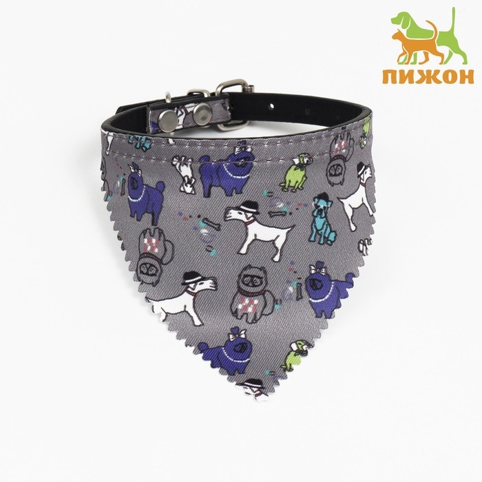 Ошейник с косынкой Ошейник с косынкой "Яркая жизнь", 32 х 1 см, серый