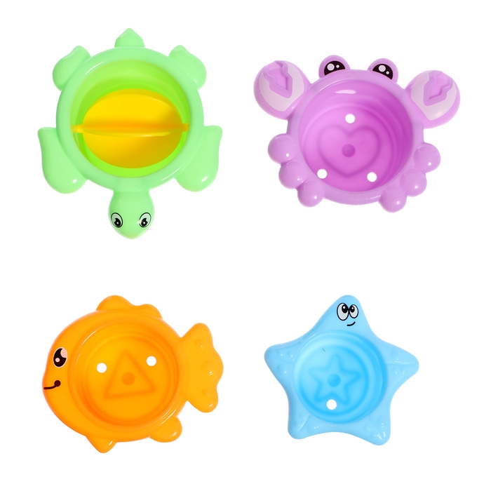 Набор игрушек для ванны «Морской мир», 4 предмета, цвета МИКС