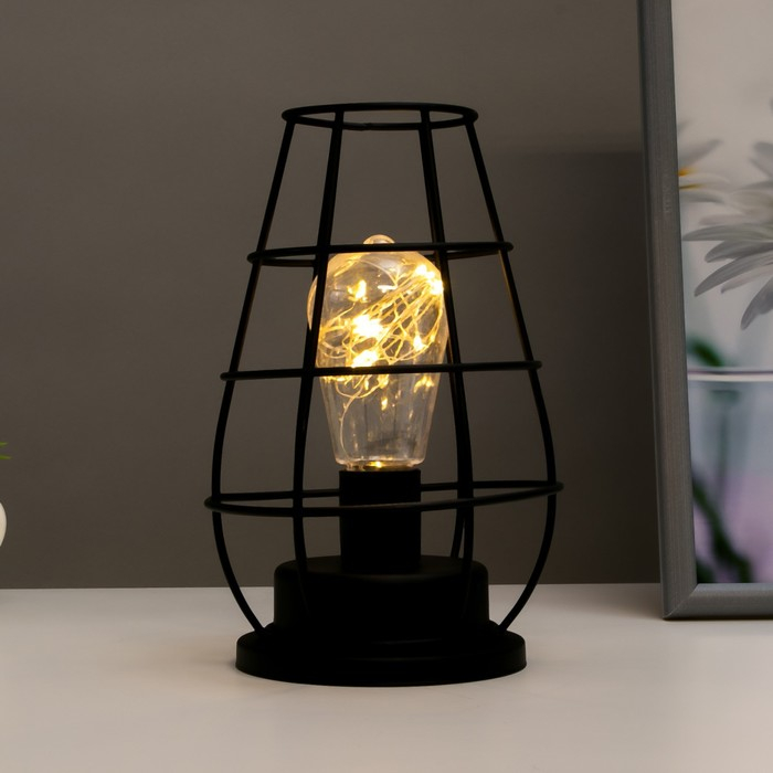 Ночник Ночник "Фонарь" LED от батареек 3хAAA черный 12х12х19 см RISALUX