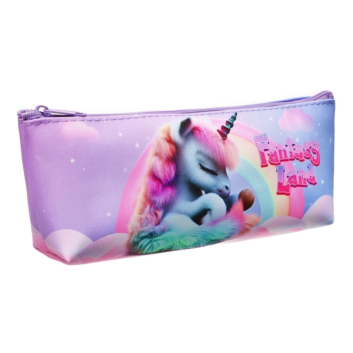 Пенал мягкий, 1 отделение, 80 х 190(225) х 40 мм, объёмный, ПМО 32-20, Пенал мягкий, 1 отделение, 80 х 190(225) х 40 мм, объёмный, ПМО 32-20, "Зефирная единорожка" 71625