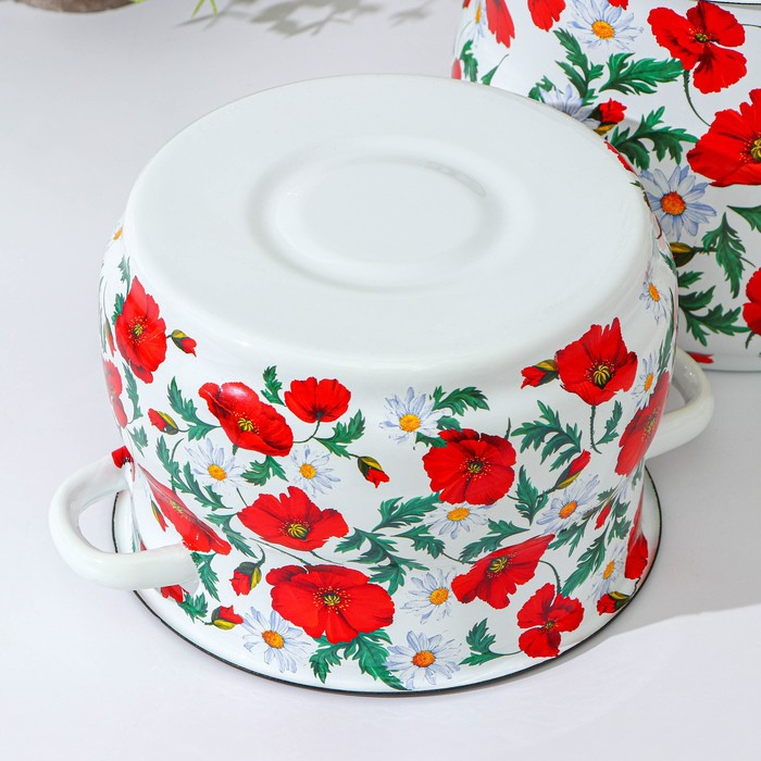 Набор кастрюль «Маки сибирские», 2 предмета: 4 л, 5.5 л, эмалированные крышки, индукция Набор кастрюль «Маки сибирские», 2 предмета: 4 л, 5.5 л, эмалированные крышки, индукция