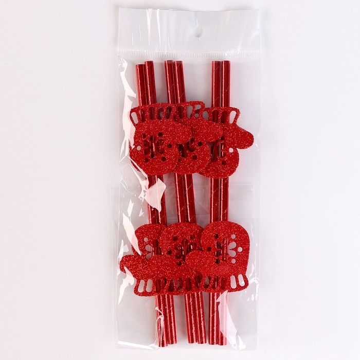 Новый год! Трубочка для коктейля «Варежки», в наборе 6 шт., красные Новый год! Трубочка для коктейля «Варежки», в наборе 6 шт., красные