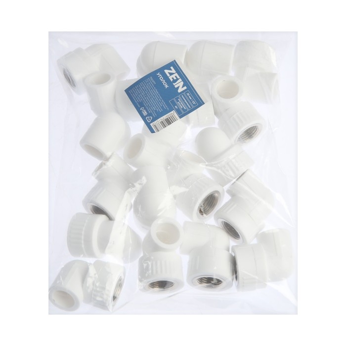 Уголок ZEIN, полипропиленовый, 90°, внутренняя резьба, d=20 мм х 1/2"