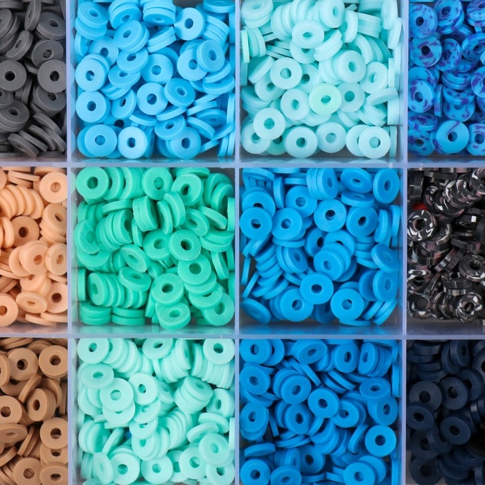 Декор для творчества пластик Декор для творчества пластик "Палитра синего и голубого" d=0,6 см н-р 24 цвета 18,5х13х2 см