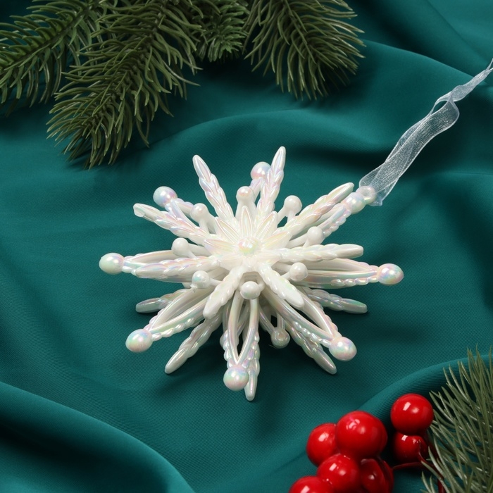 Украшение ёлочное Украшение ёлочное "Звезда объемная" 10х10 см, белый перелив