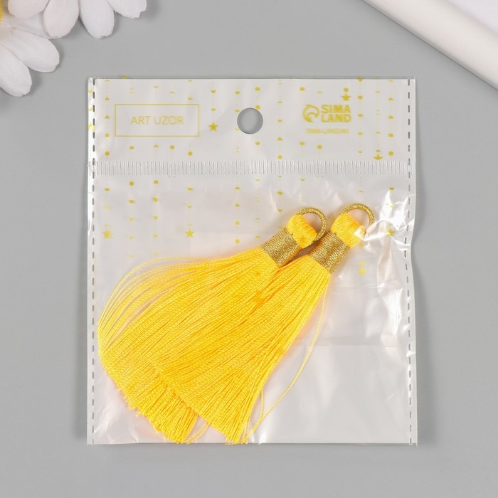 Декор для творчества текстиль Декор для творчества текстиль "Кисть. Оливия" жёлтый набор 2 шт 8х1,2 см