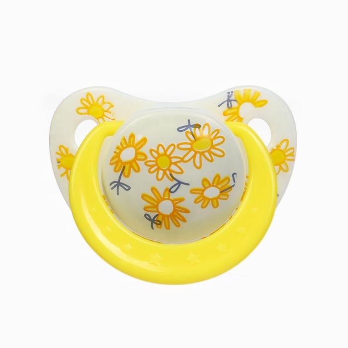 Соска - пустышка ортодонтическая «Цветы», +6 мес., цвет желтый Соска - пустышка ортодонтическая «Цветы», +6 мес., цвет желтый