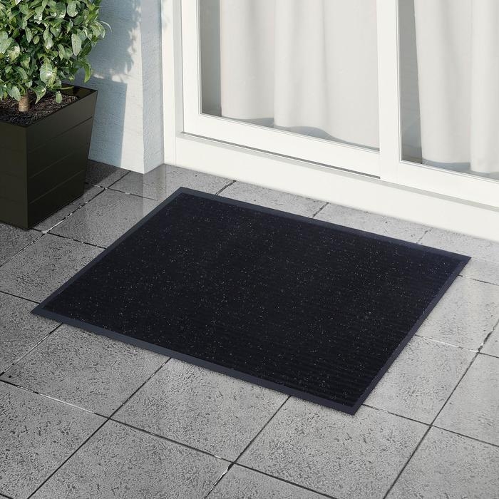 Коврик придверный влаговпитывающий, ребристый, «Стандарт», 60×90 см, цвет чёрный Коврик придверный влаговпитывающий, ребристый, «Стандарт», 60×90 см, цвет чёрный