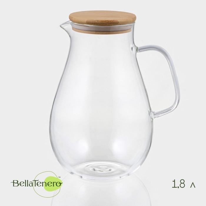 Кувшин для воды стеклянный с бамбуковой крышкой BellaTenero «Эко», 1,8 л, 14,5×23 см Кувшин для воды стеклянный с бамбуковой крышкой BellaTenero «Эко», 1,8 л, 14,5×23 см