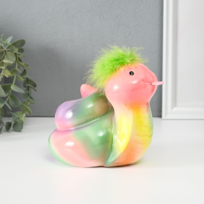 Копилка керамика Копилка керамика "Цветная змейка с пушистой причёской" 10,5х13,9х12,3 см