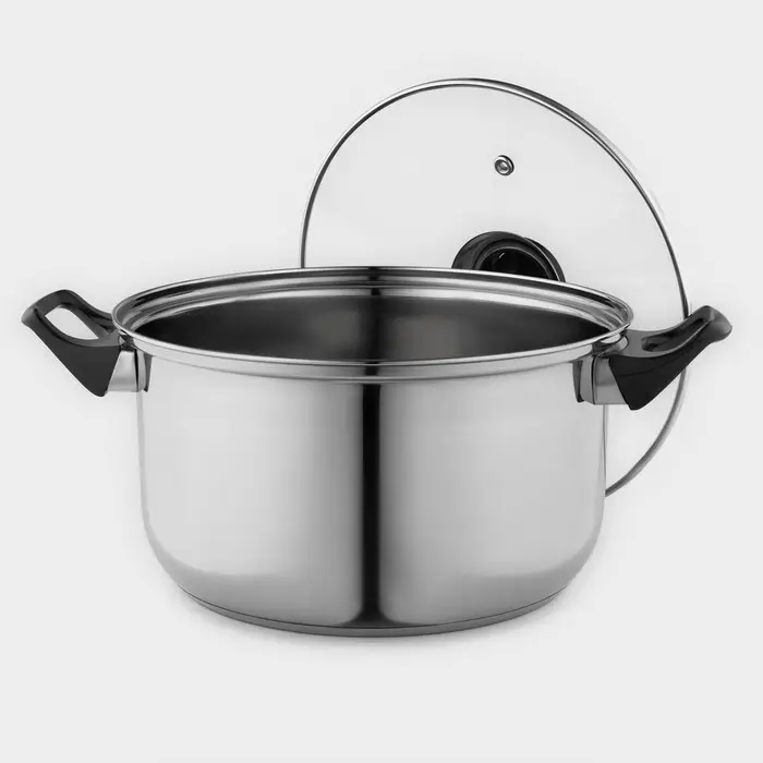 Кастрюля Доляна &laquo;Чёрная ночь&raquo;, 3 л, d=20 см, с крышкой, капсульное дно, нержавеющая сталь, хромированная