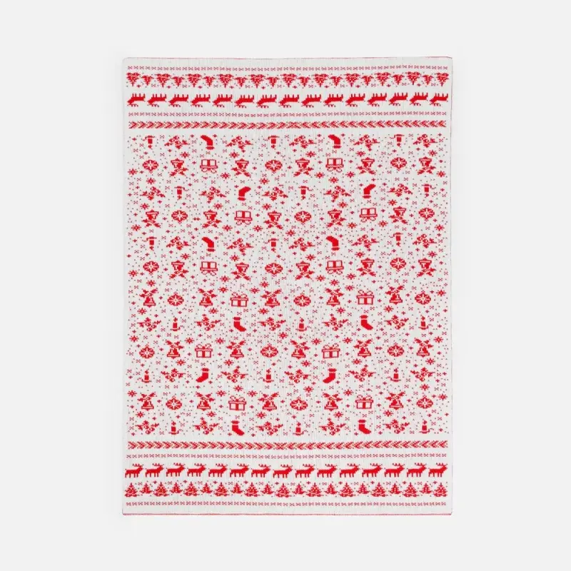 Плед Holidale, красный с молочным