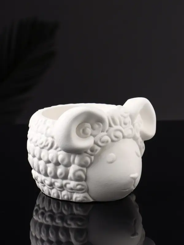 Кашпо "Баран" 12х10х7 см, натуральный, гипс