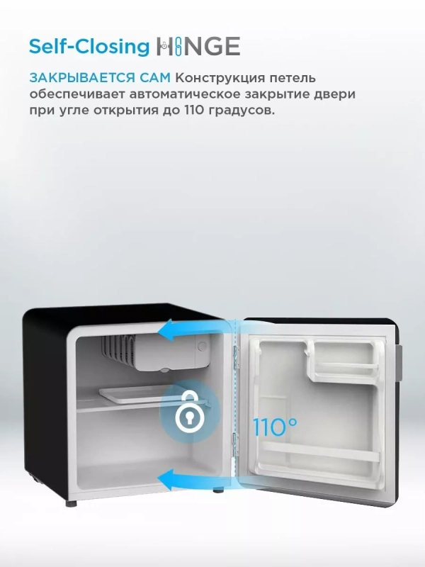 Холодильник MDRD86SLF30, черный, однокамерный, 48 л, ретро Холодильник MDRD86SLF30, черный, однокамерный, 48 л, ретро