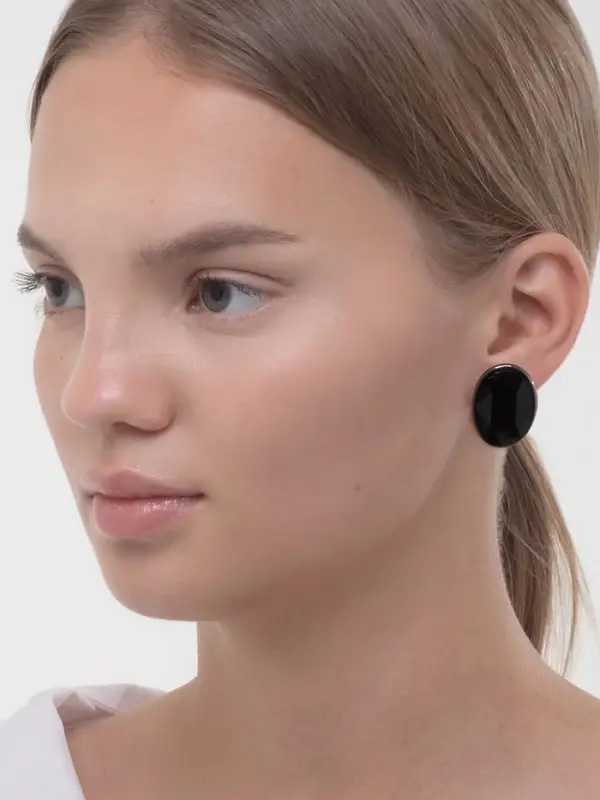 Серьги клипсы для ушей QF &laquo;Овал&raquo;, цвет серебро, чёрный