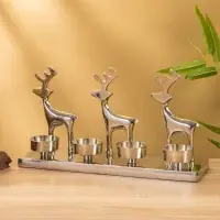 Подсвечник на 4 свечи &laquo;Трио оленей&raquo;, 30&times;9&times;15 см, алюминий