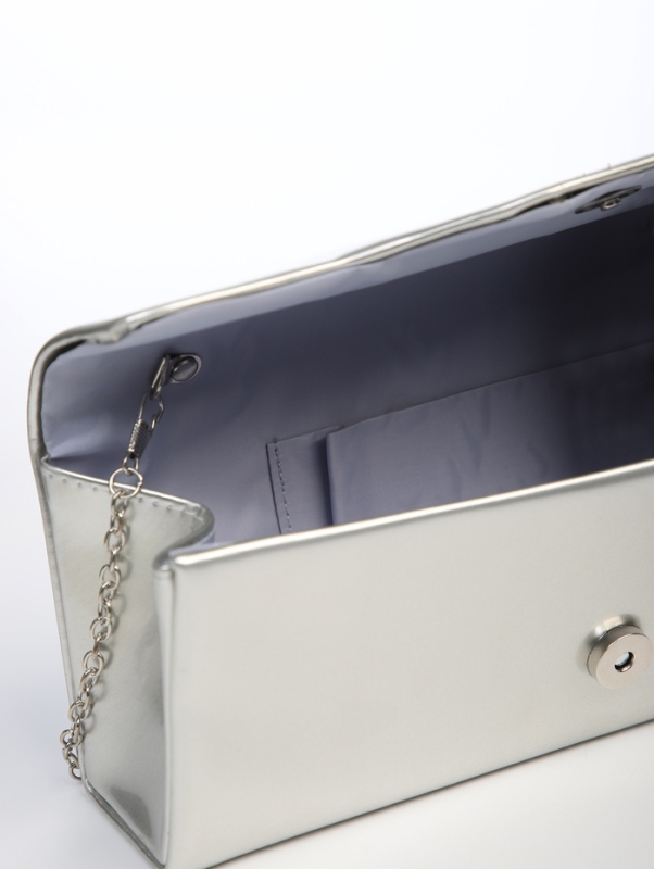 Сумка женская на магните, цвет серебряный