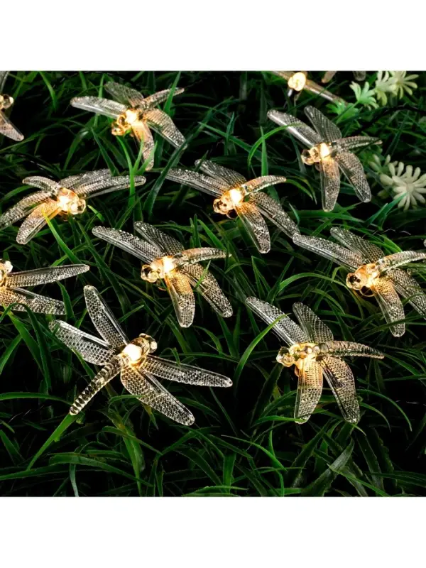 Гирлянда &laquo;Нить&raquo;, 4.5 м, уличная, с насадками &laquo;Стрекоза&raquo;, IP44, 30 LED, 2 режима, солнечная батарея, тёмная нить, свечение тёплое белое