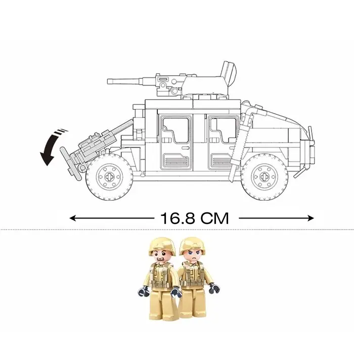 Конструктор Модельки Sluban &laquo;Боевой джип&raquo;, 265 деталей