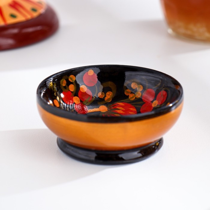 Солонка для каравая, 6,5×3 см, хохлома Солонка для каравая, 6,5×3 см, хохлома