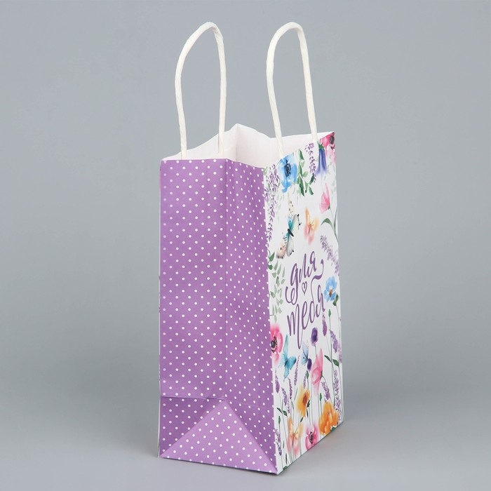 Пакет подарочный крафтовый, упаковка, «Для тебя», цветы, 12 х 21 х 9 см Пакет подарочный крафтовый, упаковка, «Для тебя», цветы, 12 х 21 х 9 см