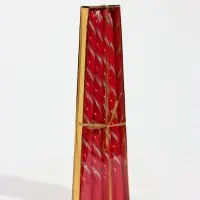 Набор свечей витых, 1.7&times;25 см, 4 шт., полоска, красный с серебром