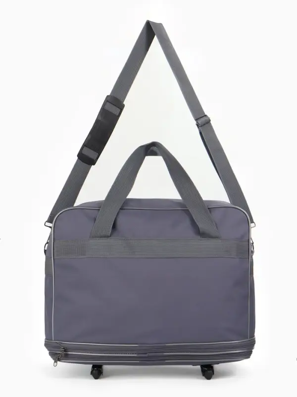 Сумка дорожная 20" на 4 колёсах, отдел на молнии, с увеличением, наружный карман, длинный ремень, серая
