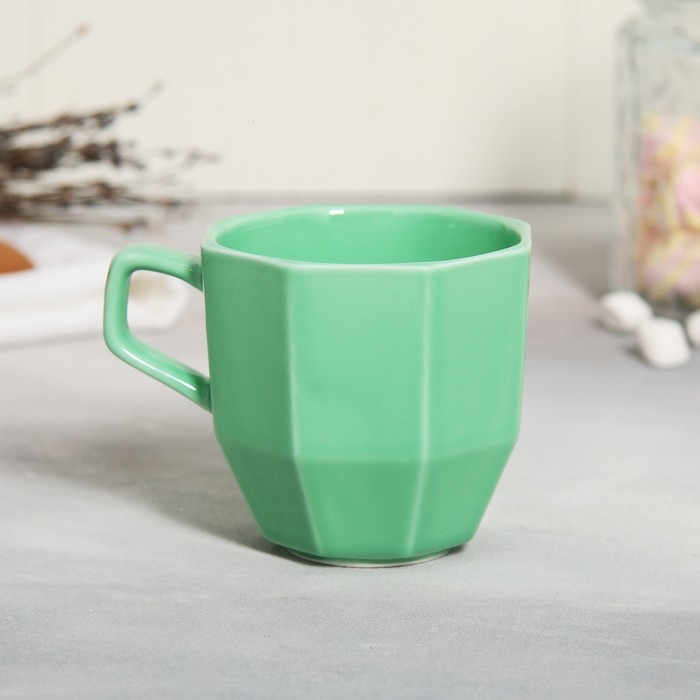 Чайная пара керамическая «Лаванда», кружка 200 мл, блюдце 13 см, цвет зелёный