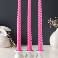 Набор свечей витых 25 см, 3 шт., 57 г, 5 ч, розовый