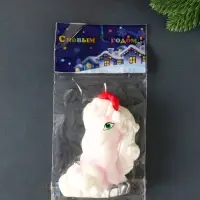 Свеча новогодняя "Кудрявая пони" серебро 7х3,5х8,5 см
