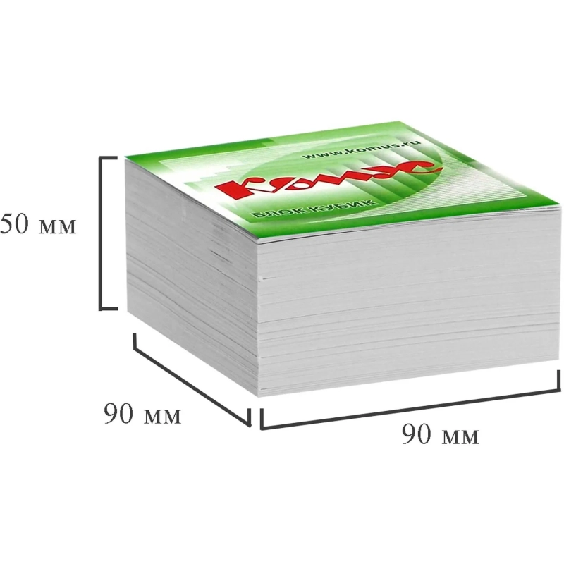 Блок для записей КОМУС запасной 9х9х5 белый блок 100г