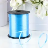 Лента упаковочная для декора, подарков и шаров, голубая, 0.5 см &times; 225 м