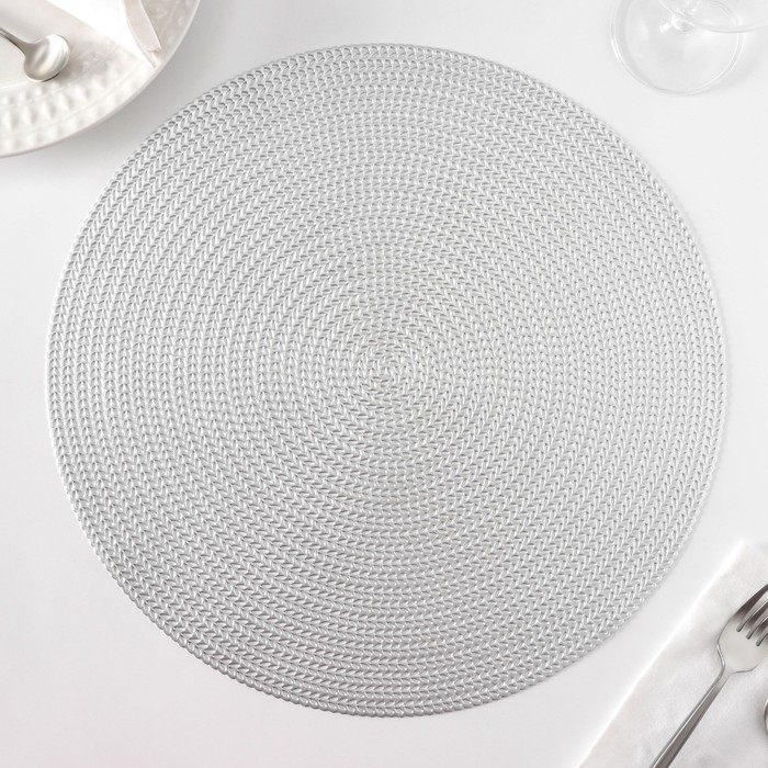 Салфетки сервировочные на стол Доляна «Тринити», d=38 см, 4 шт, цвет серебро