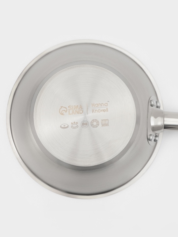 Сковорода d=22 см, h=6 см, толщина стенки 0,6 мм, индукция, дно al+fe+al