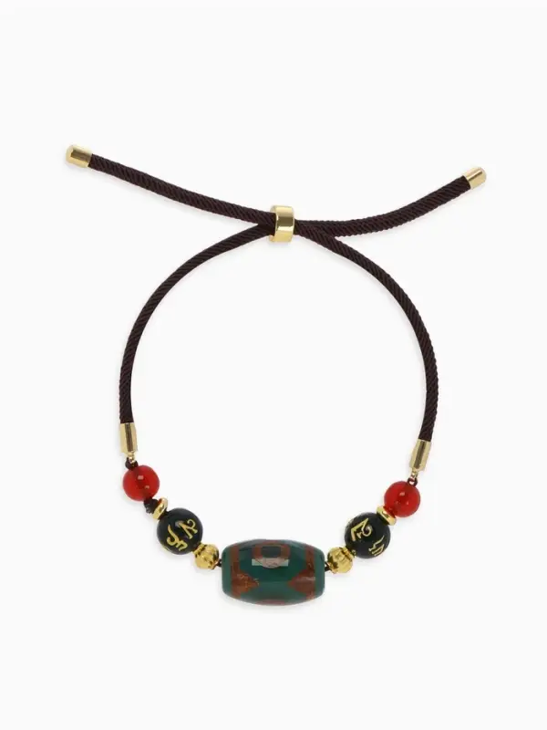 Браслет-оберег &laquo;Бусина Дзи&raquo;, на шнурке, овал, цветной, d=7 см