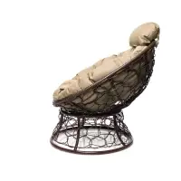 Кресло садовое &laquo;Папасан мини&raquo;, 77&times;81&times;68 см, с искусственным ротангом, коричневое, с бежевой подушкой