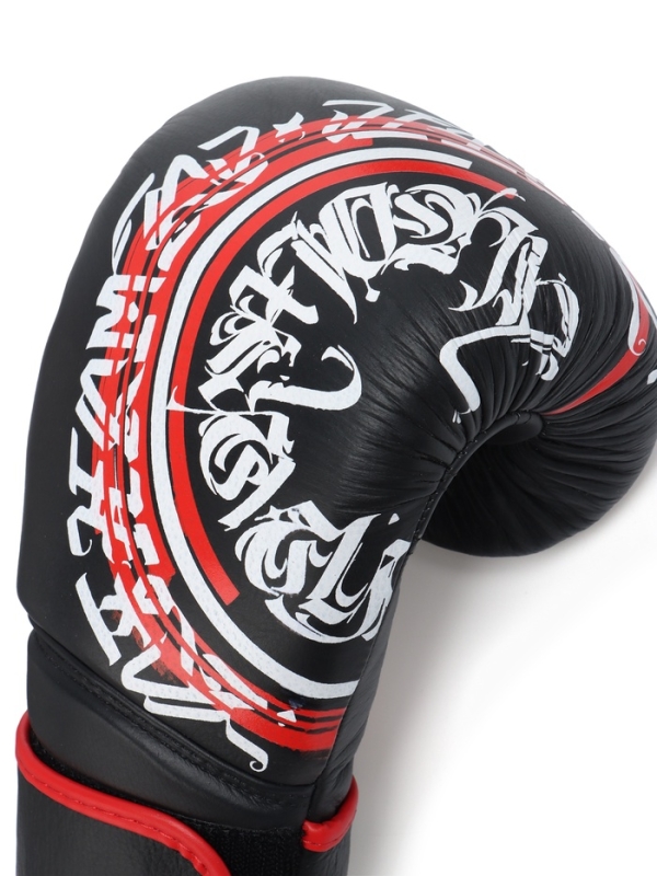 Боксерские перчатки FIGHT EMPIRE, ART, натуральная кожа, чёрные, размер 12 oz