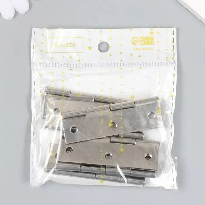 Петля для шкатулки металл с прямыми углами серебро 3,7х6,7 см