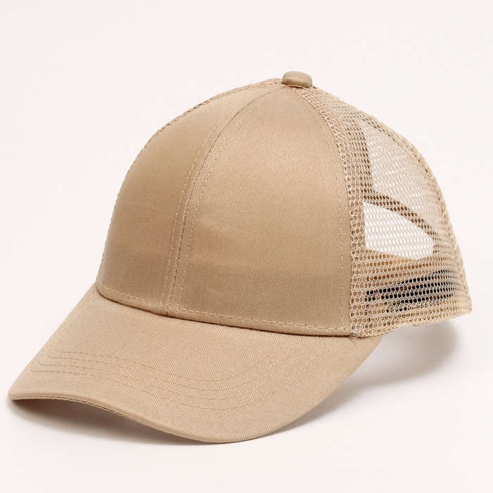 Кепка детская для девочки с сеткой, цвет бежевый, р-р 54 Кепка детская для девочки с сеткой, цвет бежевый, р-р 54