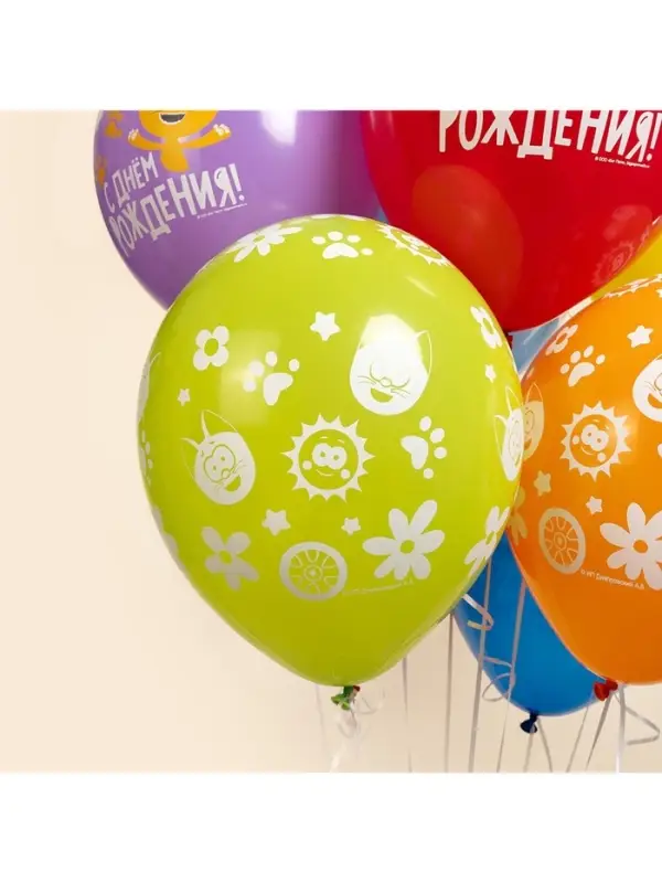 Воздушные шары латексные 12 Воздушные шары латексные 12" «Котенок Котэ, С Днем Рождения», 25 шт., МИКС