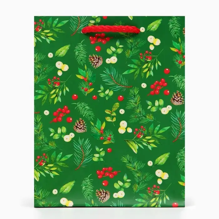 Пакет подарочный "Веточки", 11,5 х 14,5 х 6,5 см.