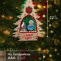 Подвеска световая &laquo;Снегурочка&raquo;, 16&times;3&times;22.5 см, 6 LED, от батареек, свечение тёплое белое