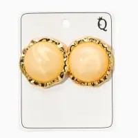 Серьги акрил "Стиль", круг в рамке, цвет бежевый в золоте