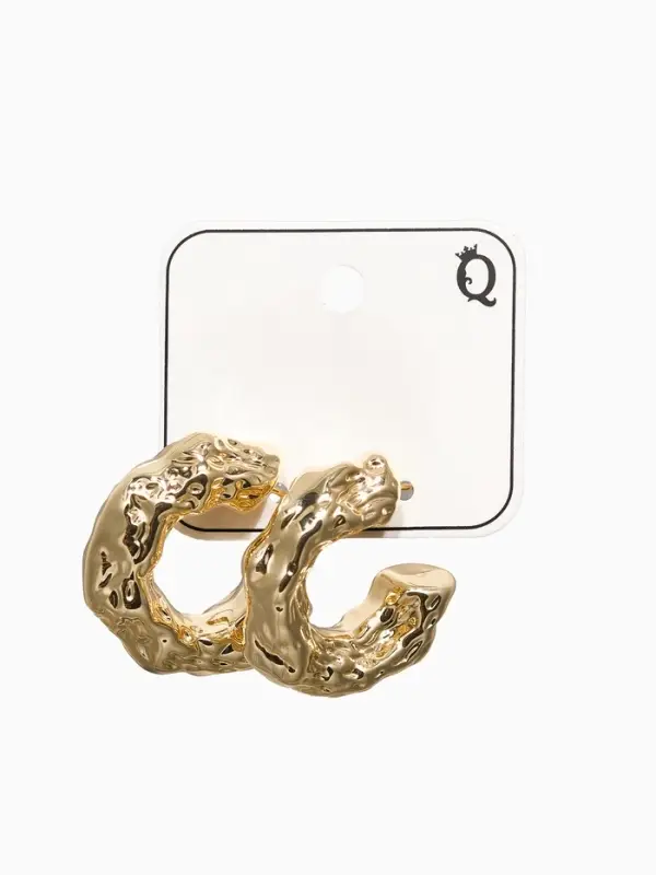 Серьги пластик &laquo;Мятые&raquo; кольца, цвет золото