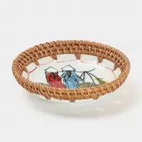 Тарелка керамическая с ротангом, 13.5&times;13.5&times;3 см, МИКС