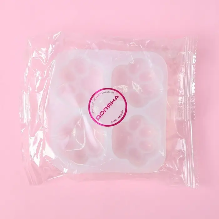 Молд для заливки Доляна &laquo;Лапки&raquo;, силикон, 9.5&times;9&times;2.5 см, 4 ячейки 4&times;4 см, белый